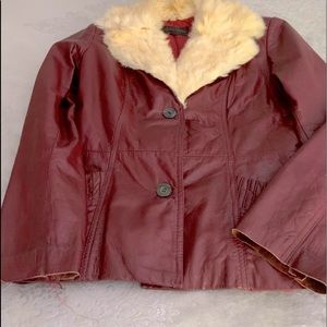 Vintage 70’s leather jacket with rabbit fur